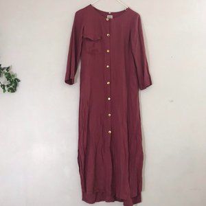 Vintage mauve burgundy button down dress